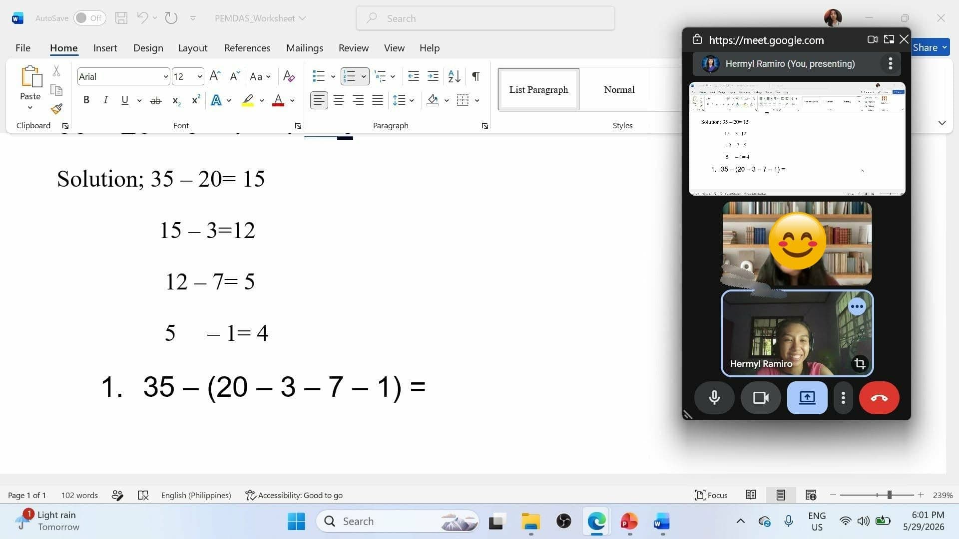 Math Progress Session