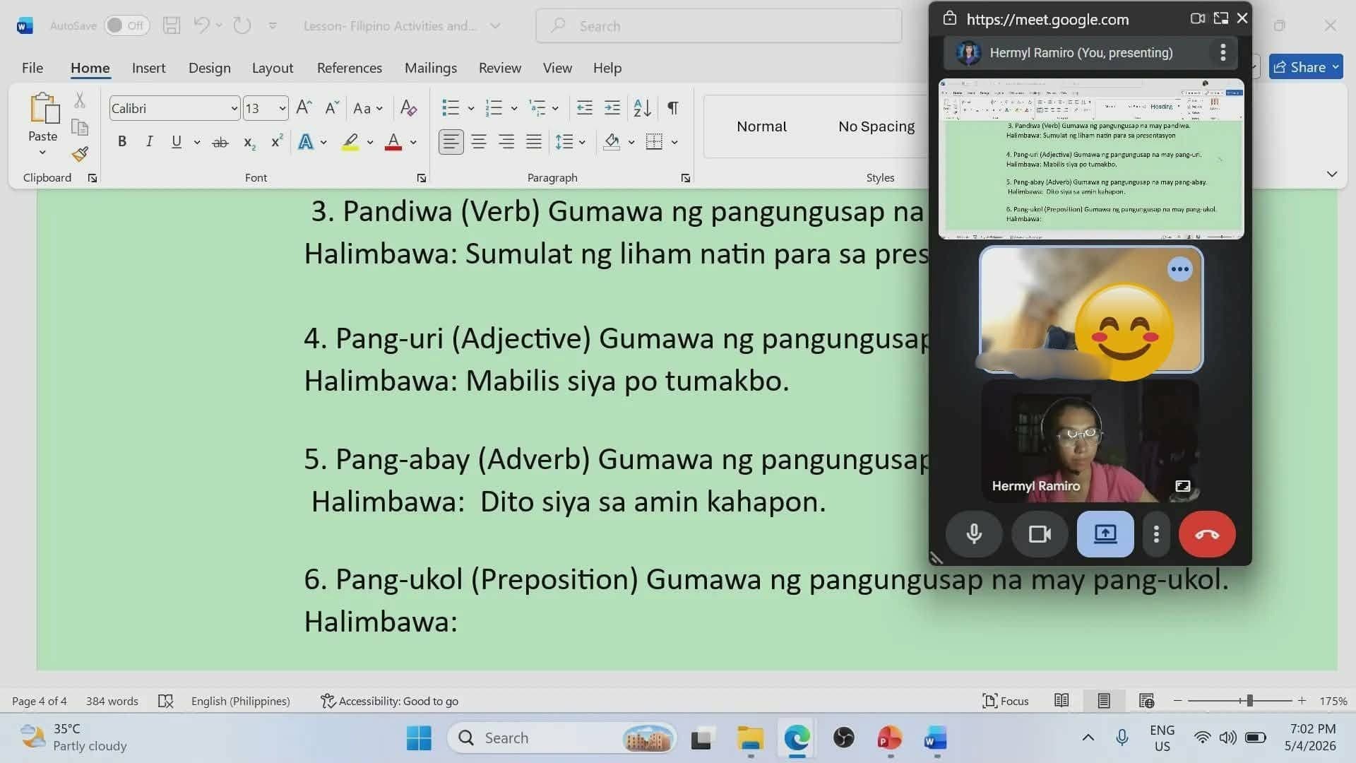 Filipino learning session